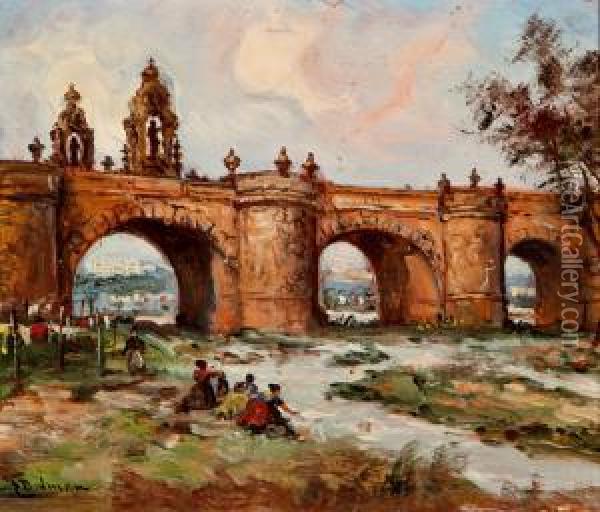 Puente De Toledo, Madrid Oil Painting - Emilio Poy Dalmau