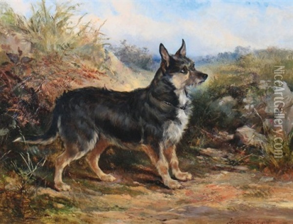 Terrier Oil Painting - Heywood Hardy