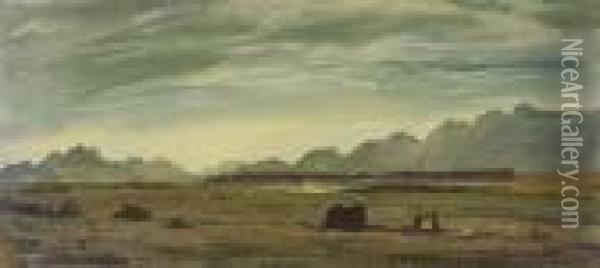 A Desert Landscape Oil Painting - Alexander Evgenievich Yakovlev
