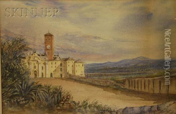 View Of Abbey San Pietro In Perugia From The Hotel Bonfani Oil Painting - Sarah Hodges Swan