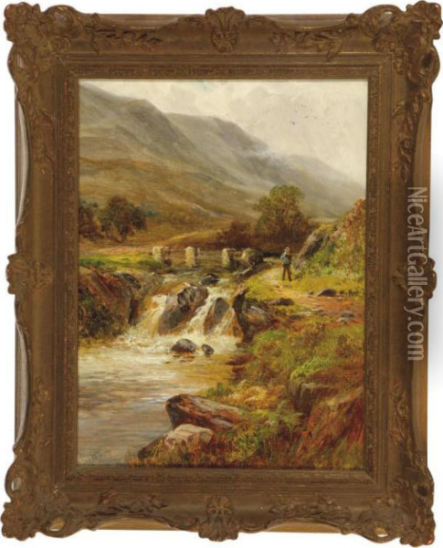 A Traveler Along A Path In The Highlands Oil Painting - Charles L. Shaw