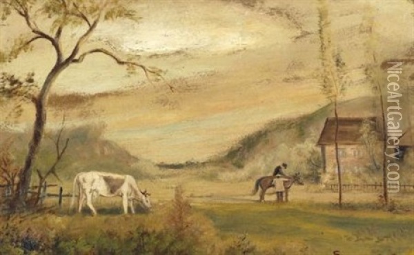 Southern Farm Oil Painting - Louis Michel Elshemius