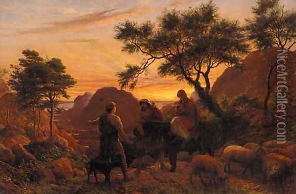 The Flight into Egypt Oil Painting - James Thomas Linnell