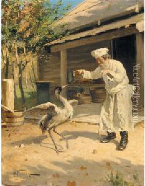 The Dancing Crane Oil Painting - Aleksander Vladimirovich Makovskii