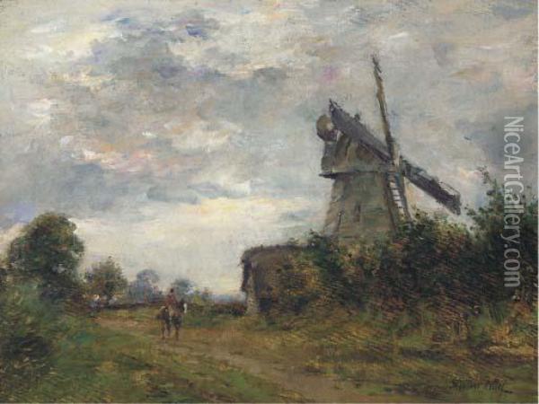 An Essex Windmill Oil Painting - James Herbert Snell