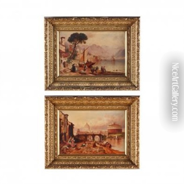 Pair Of Italian Scenes Oil Painting - Granville Perkins
