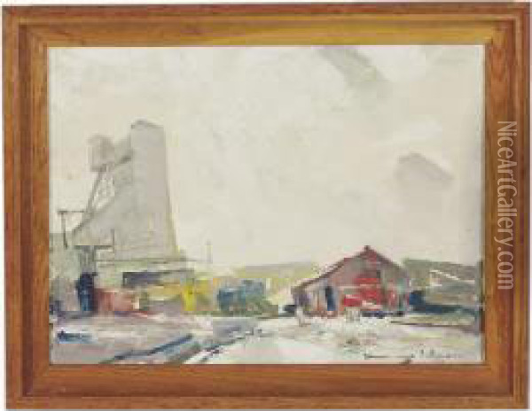 Industrial Winter Landscape Oil Painting - Chauncey Foster Ryder