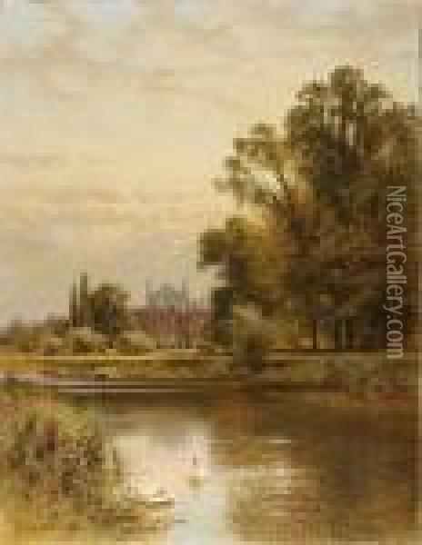 On The Thames With Eton Beyond Oil Painting - Alfred Augustus Glendening