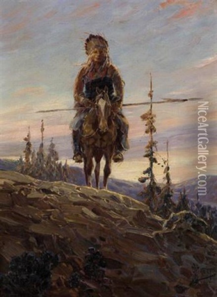 The Outpost Oil Painting - Herbert M. Herget