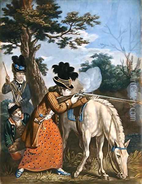 The Ladies Shooting Poney Oil Painting - John Collet