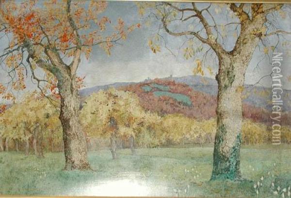 Herbstliche Waldlandschaft. Oil Painting - Emil Anner