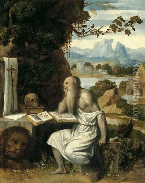 St Jerome c 1525 Oil Painting - Alessandro Bonvicino (Moretto da Brescia)