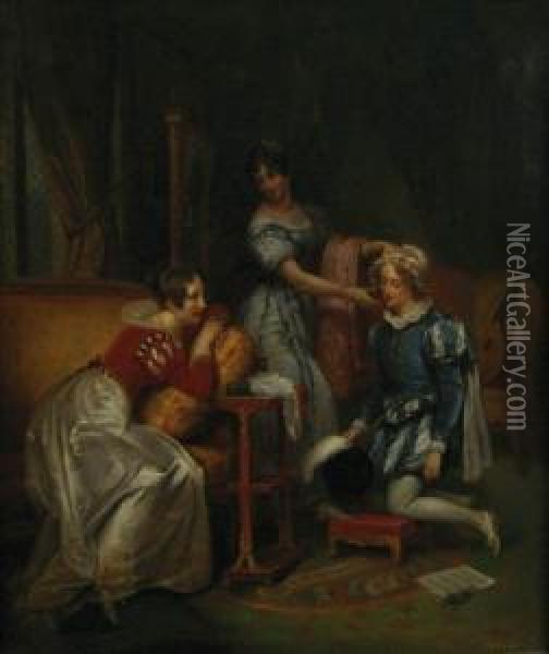 Gallantry Scene Oil Painting - Alfred, Comte D' Orsay