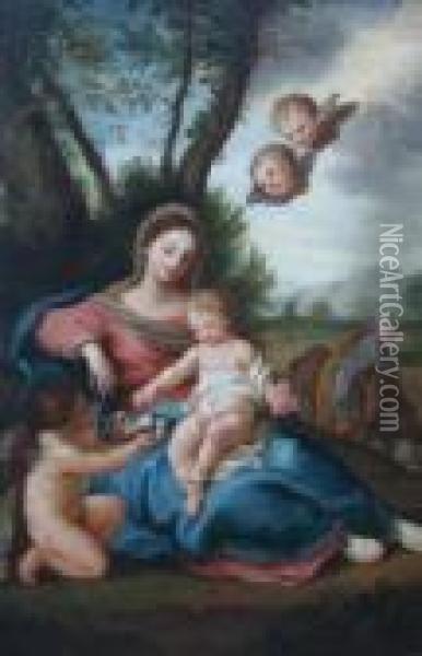 Mother And Child In A Landscape Oil Painting - Carlo Maratta or Maratti