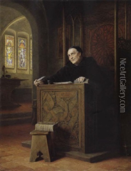 Der Heilige Ottmar Von St. Gallen Oil Painting - Eduard von Gruetzner