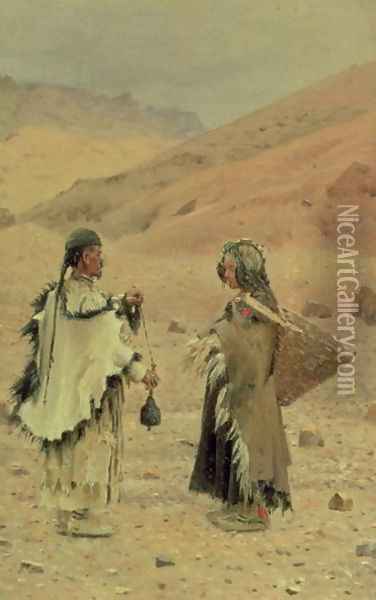 West Tibetans, 1875 Oil Painting - Piotr Petrovitch Weretshchagin