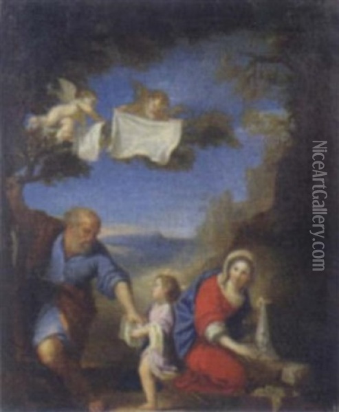 Holy Family (la Laveuse) Oil Painting - Francesco Albani