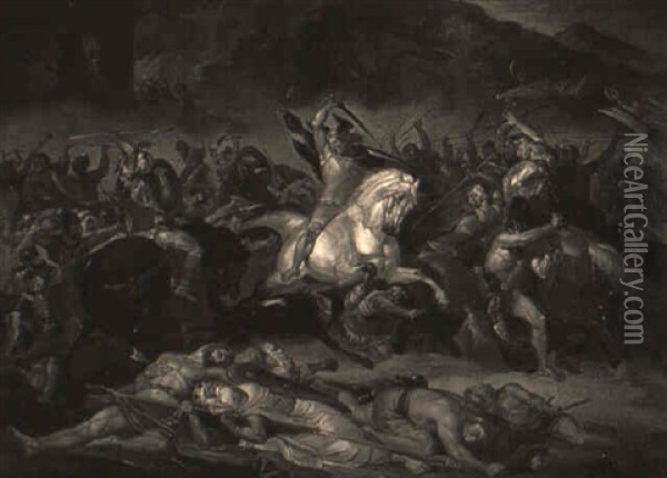 A Roman Cavalry Skirmish Oil Painting - Antoine Jean (Baron Gros) Gros
