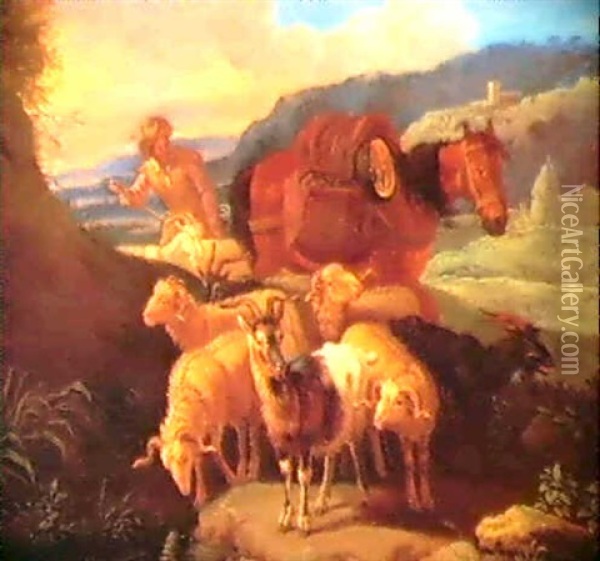 Paesaggi Con Animali E Mandriani Oil Painting - Pieter van Bloemen