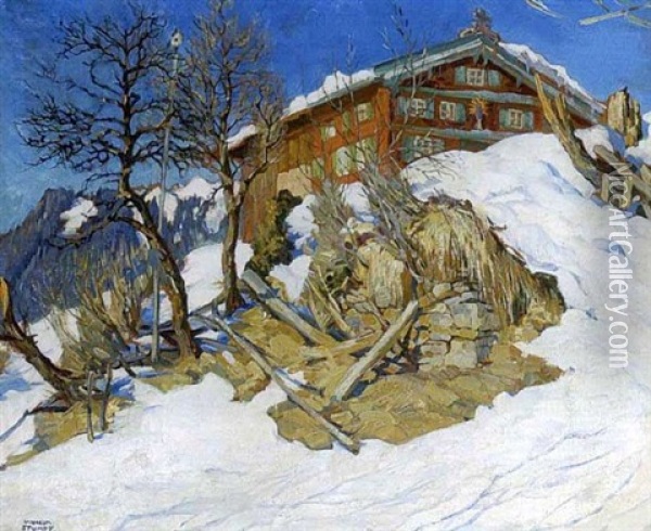 Winters Ende In Kitzbuhel Oil Painting - Wilhelm Stumpf