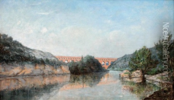 Le Pont Du Gard Oil Painting - Louis Gaidan