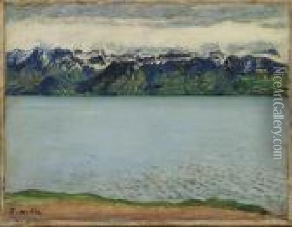 Landschaft Am Genfersee (grammont), Um 1908 Oil Painting - Ferdinand Hodler