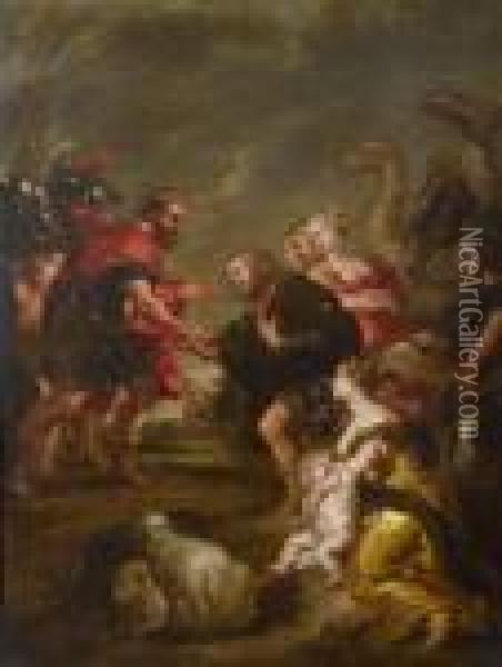 The Reconciliation Of Jacob And Esau. Oil Painting - Peter Paul Rubens