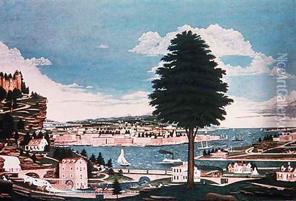Composite Harbour Scene with Castle Oil Painting - Jurgen Frederick Huge