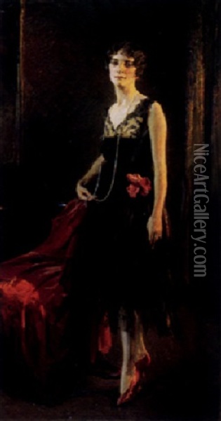 Black, Red And Gold - Edith Boyden Crocker Ipsen (mrs. Ernest Ludwig Ipsen) Oil Painting - Ernest Ludwig Ipsen