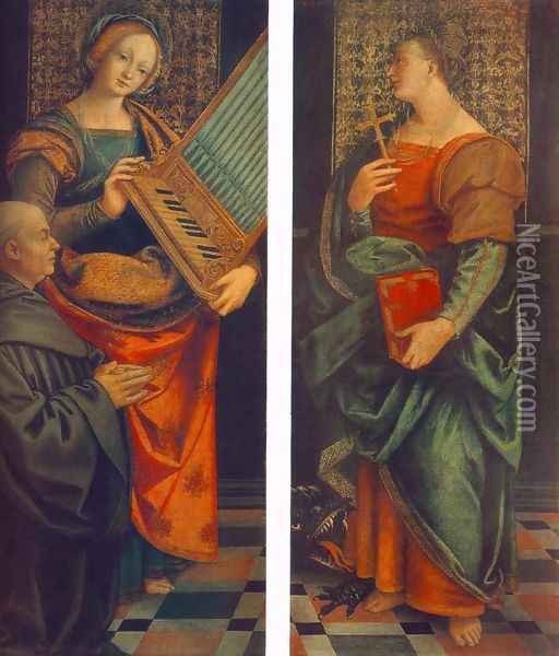 St Cecile with the Donator and St Marguerite Oil Painting - Gaudenzio Ferrari