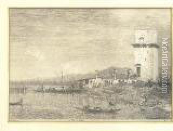 La Torre Di Maighera (b. 2) Oil Painting - (Giovanni Antonio Canal) Canaletto