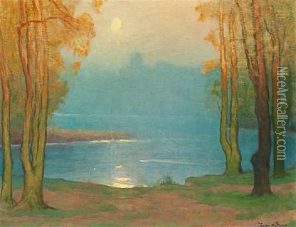 Moonlight Oil Painting - Jean-Joseph Enders