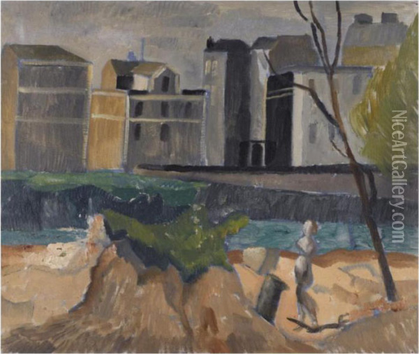 Landscape, Outskirts Of Paris Oil Painting - Christopher Wood
