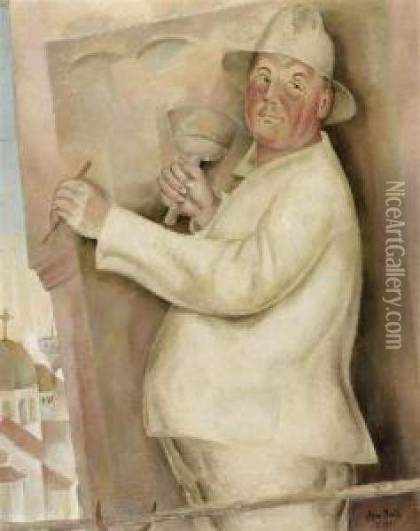 Portrait De Demisio Brazzola, Tailleur De Pierre Oil Painting - David Bailly