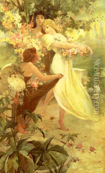 Spirit Of Spring Oil Painting - Alphonse Maria Mucha