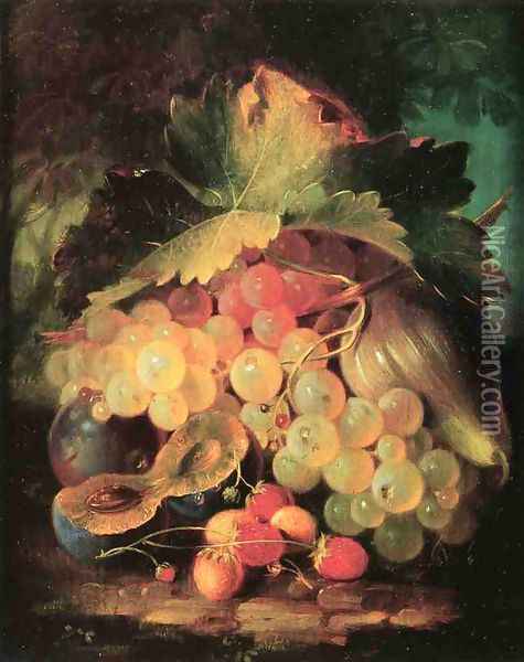Still Life with Strawberries Oil Painting - George Forster