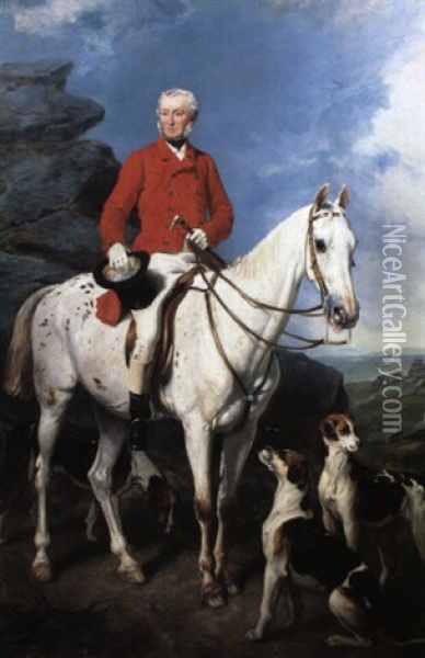 Portrait Of Charles Trelawny, Esq., Master Of The Dartmoor Hunt Oil Painting - Sir Francis Grant