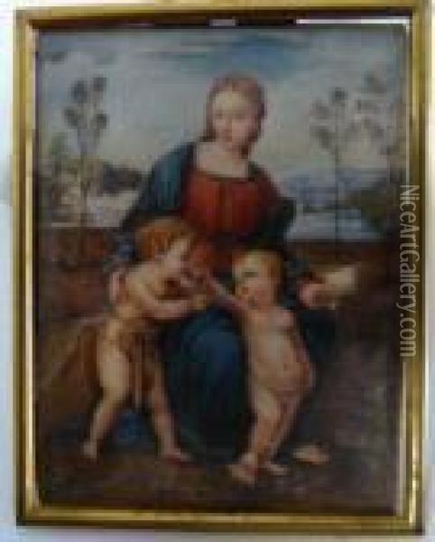 La Madone, Le Christ Et St Jean Oil Painting - Raphael (Raffaello Sanzio of Urbino)