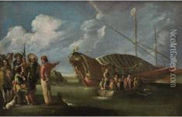 Marina Con Galea Pontificia Oil Painting - Cornelis de Wael