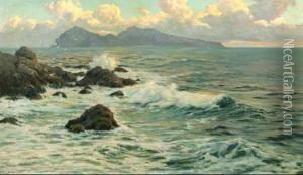 Mareggiata A Capri Oil Painting - August Lovatti