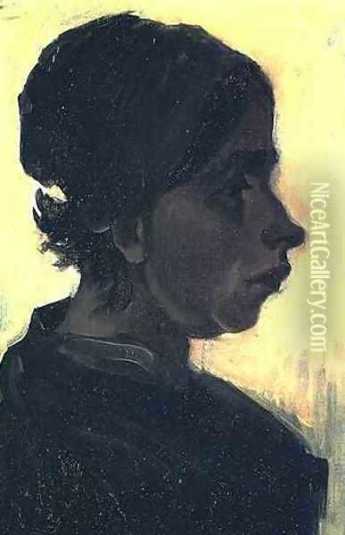 Head Of A Peasant Woman With Dark Cap V Oil Painting - Vincent Van Gogh