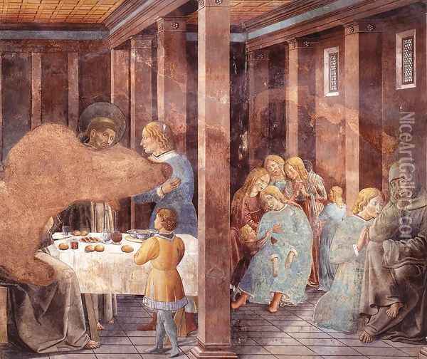 Scenes from the Life of St Francis (Scene 8, south wall) 1452 Oil Painting - Benozzo di Lese di Sandro Gozzoli