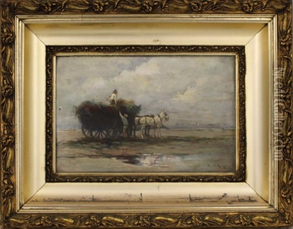 Horse Drawn Wagon On The Shore Oil Painting - Edward A. Page