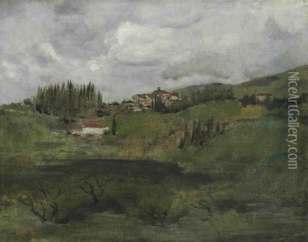 Tuscan Landscape Oil Painting - John Henry Twachtman
