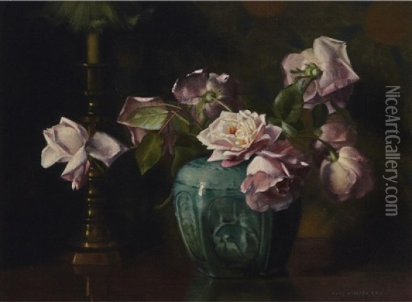 Still Life With Flowers Oil Painting - Mary Augusta Hiester Reid