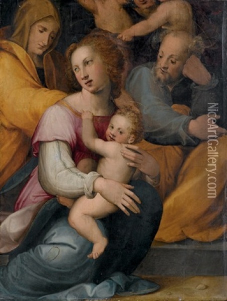 Sacra Famiglia Con Sant'anna Oil Painting - Francesco del Brina