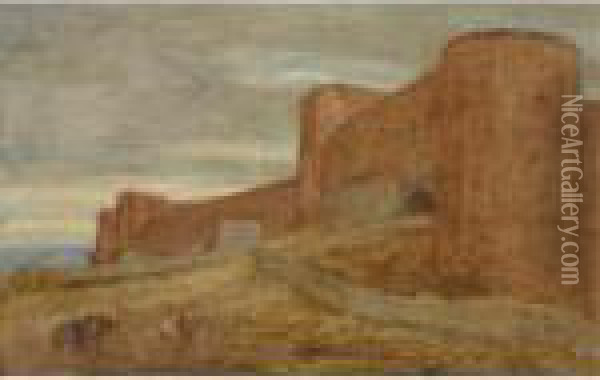A View Of Toledo ('oude Vesting In De Woestijn') Oil Painting - Marius Bauer