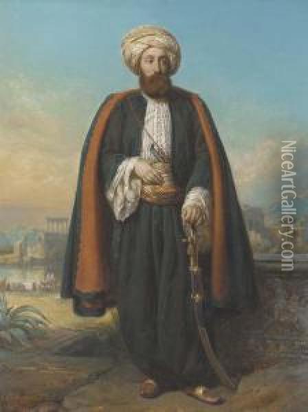 Colonel George Fergusson Henry, Honorary Bey At The Sultan'scourt Oil Painting - Francois Gabriel G. Lepaulle