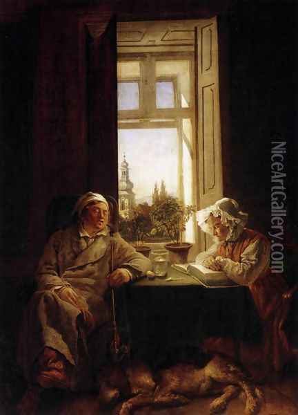 Siesta (The Sleepers) 1831 Oil Painting - Josef Franz Danhauser