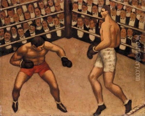 Boxers Oil Painting - Mark Gertler